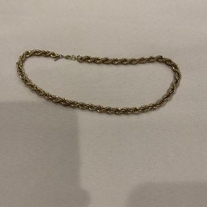 Vintage Monet Thick Rope choker Necklace Goldtone 7 1/4” L
